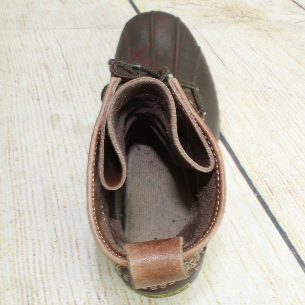 LL BEAN Insulated Brown Leather Lace-up Ankle Duck Boots Size 6 M - Picture 6 of 9